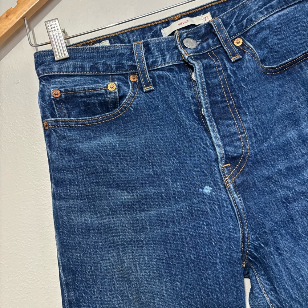 Levi’s High Rise Wedgie Skinny Jeans Premium Blue Size 27 - Picture 4 of 10